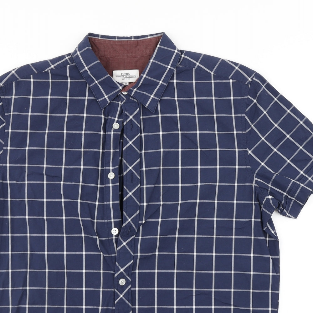 Mens UK Size M NEXT Blue  Button-Up Short Sleeve Casual Shirt
