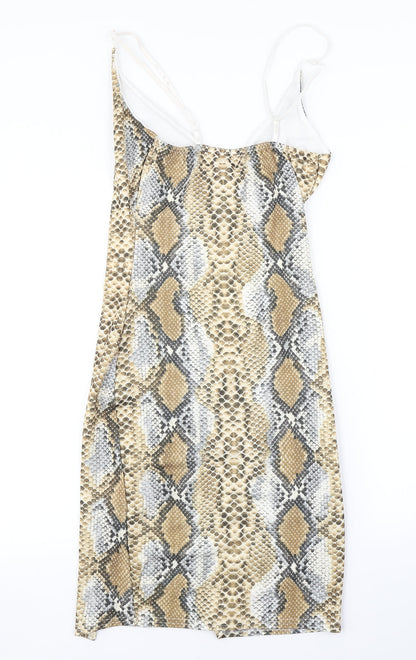 Boohoo Womens Beige Animal Print  Wrap Dress  Size 10