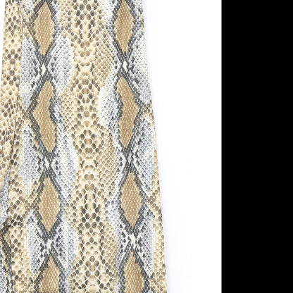 Boohoo Womens Beige Animal Print  Wrap Dress  Size 10