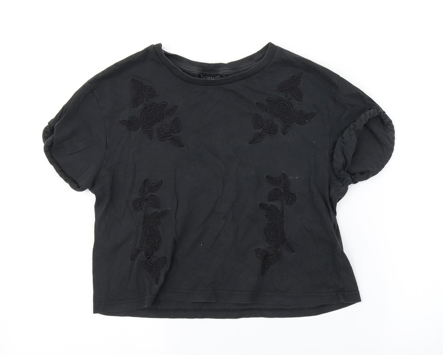Womens UK Size 6 Topshop Grey Cropped T-Shirt