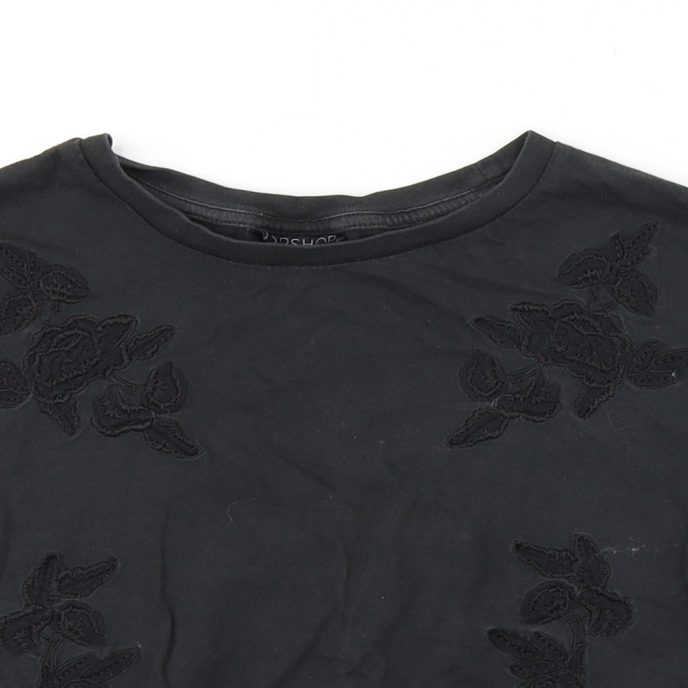 Womens UK Size 6 Topshop Grey Cropped T-Shirt