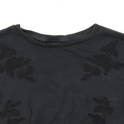 Womens UK Size 6 Topshop Grey Cropped T-Shirt