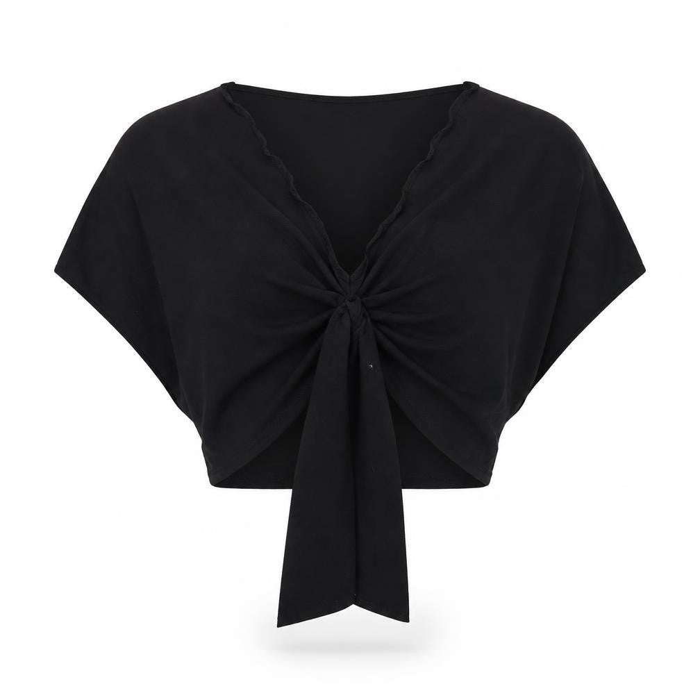 Womens UK Size 6 PRETTYLITTLETHING Black Cropped Blouse