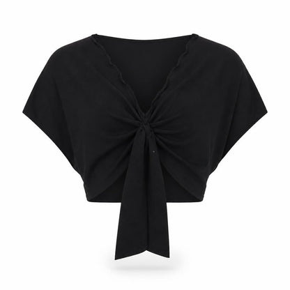 Womens UK Size 6 PRETTYLITTLETHING Black Cropped Blouse