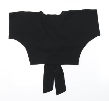 Womens UK Size 6 PRETTYLITTLETHING Black Cropped Blouse
