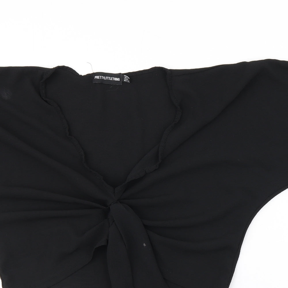 Womens UK Size 6 PRETTYLITTLETHING Black Cropped Blouse