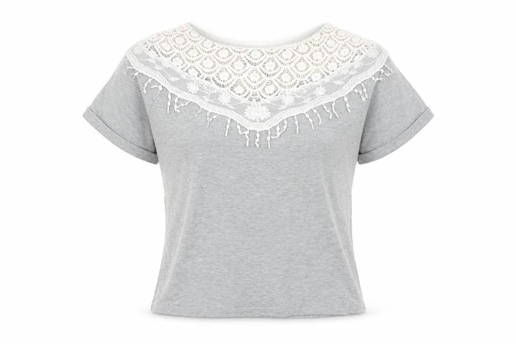 Front view of Zanzea women’s grey basic t-shirt, size M