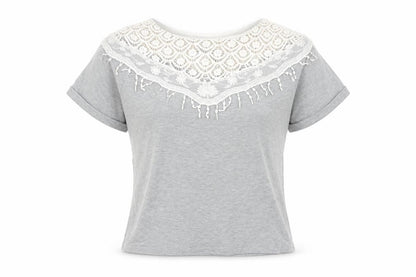 Front view of Zanzea women’s grey basic t-shirt, size M