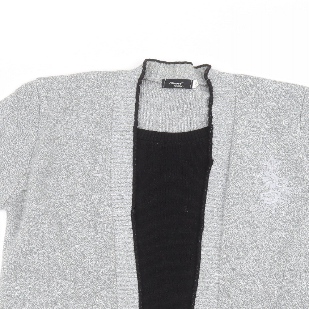 Womens UK Size L glimpse design Grey Cardigan Jumper