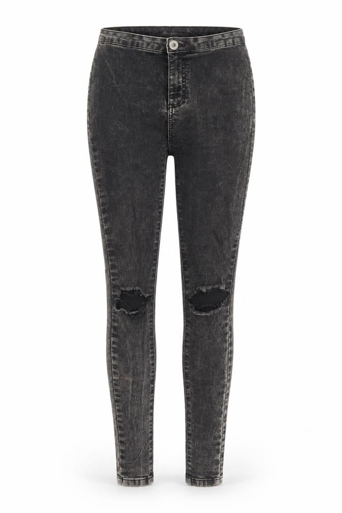 Front view of Parisian Collection women’s black skinny jeans, size UK 8, 30-inch leg