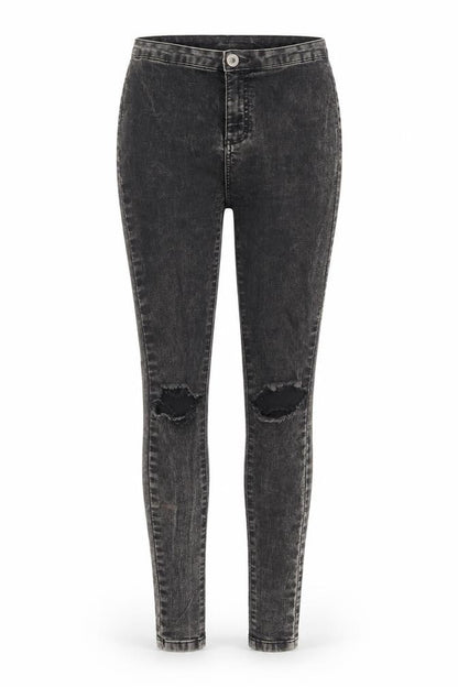 Front view of Parisian Collection women’s black skinny jeans, size UK 8, 30-inch leg