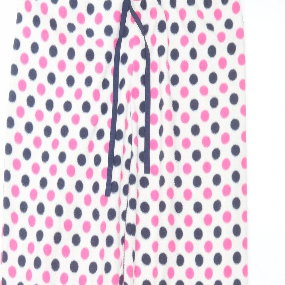 Matalan Womens White Polka Dot  Sweatpants Trousers Size 8 L25 in
