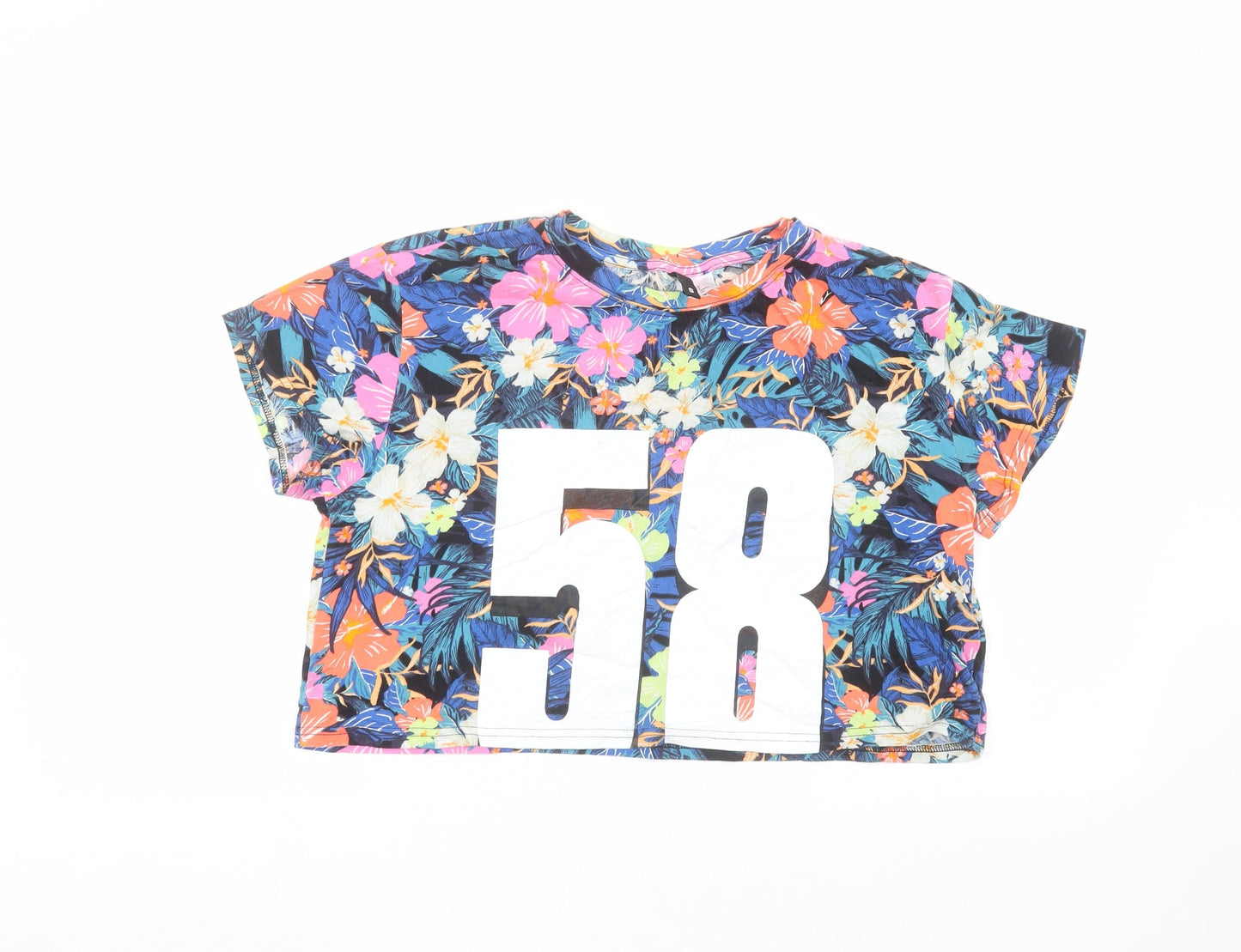 Womens UK Size S H&M Multicoloured Cropped T-Shirt
