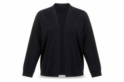 Front view of Thesis women’s black cardigan jumper, size L