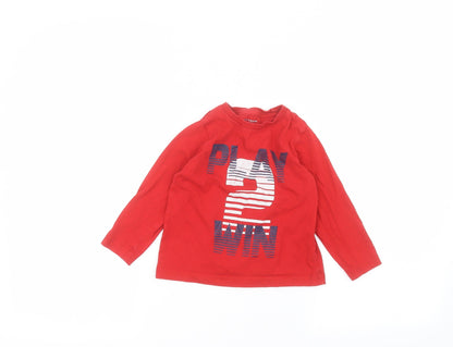 Primark Boys Red   Basic T-Shirt Size 2-3 Years