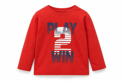 Front view of Primark boys’ red basic t-shirt, size 2-3, years