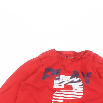 Primark Boys Red   Basic T-Shirt Size 2-3 Years