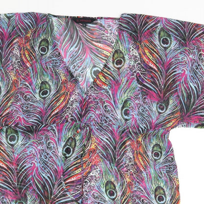 Close-up detail of El Verano women’s multicoloured floral basic blouse, size S