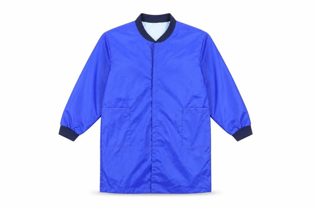 Front view of David Luke boys’ blue rain coat coat, size 7-8, years