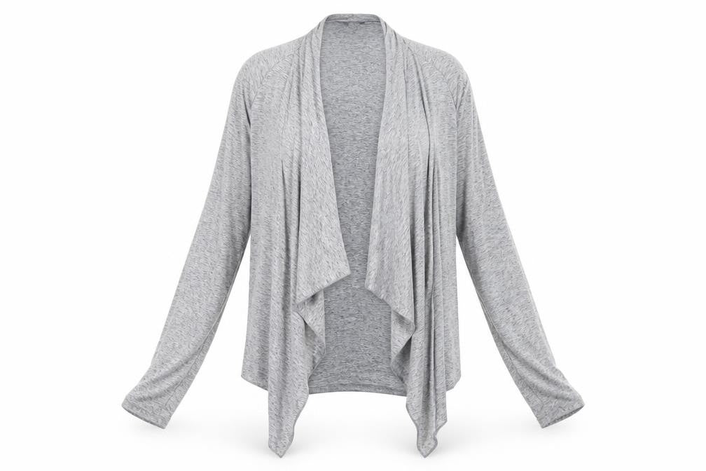 Front view of Topshop women’s grey cardigan jumper, size UK 12