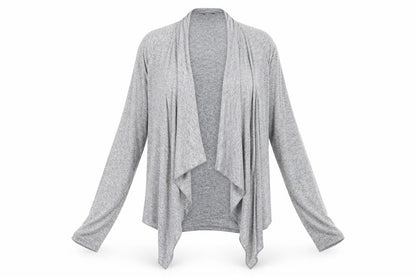 Front view of Topshop women’s grey cardigan jumper, size UK 12