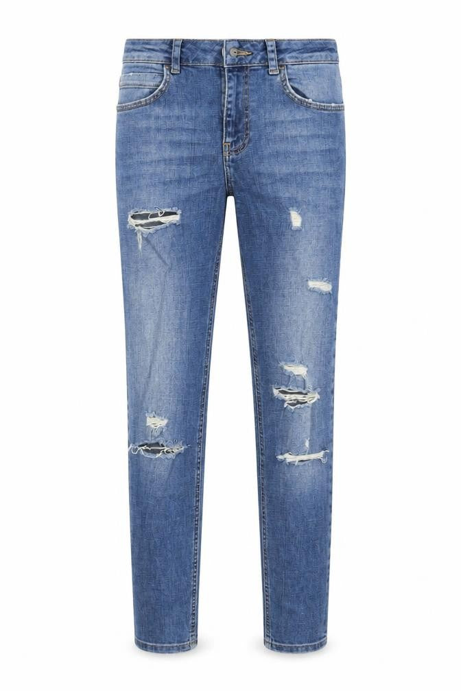 Front view of Topshop women’s blue denim skinny jeans, size UK 28, in, 27-inch leg