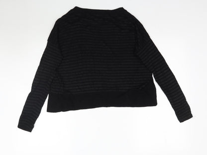 Back view of Mac & Jac women’s black striped basic t-shirt, size M