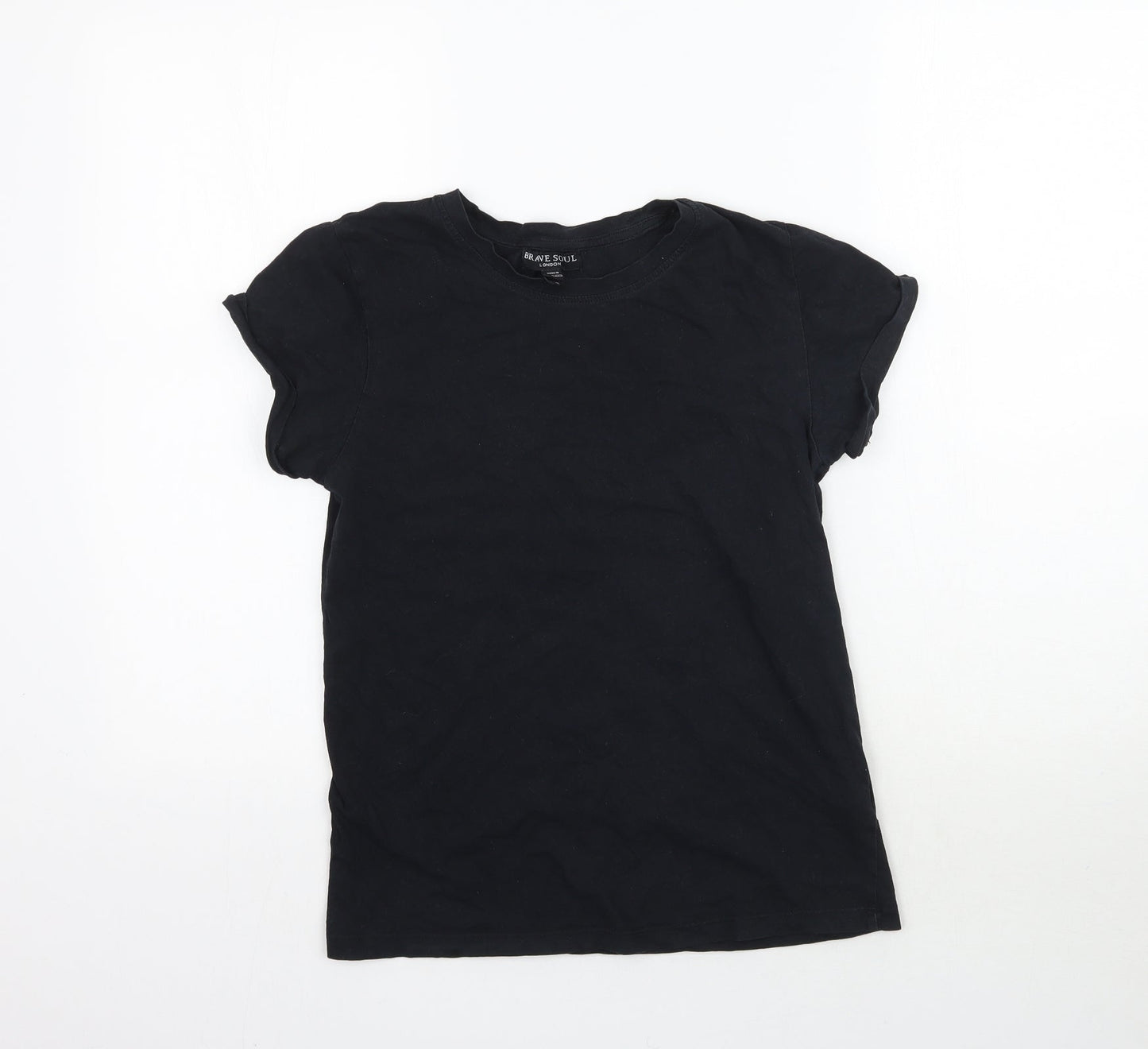Womens UK Size XS Brave Soul Black Basic T-Shirt