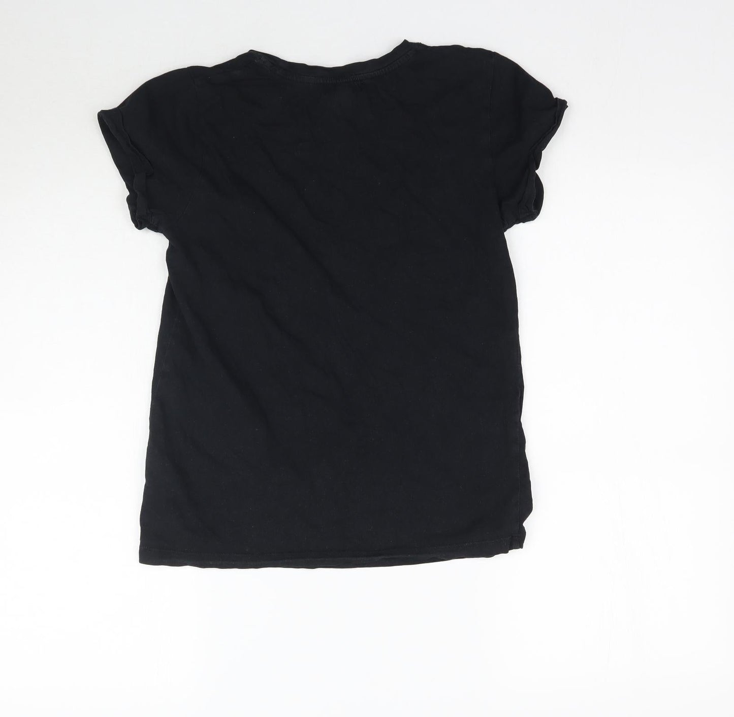 Womens UK Size XS Brave Soul Black Basic T-Shirt
