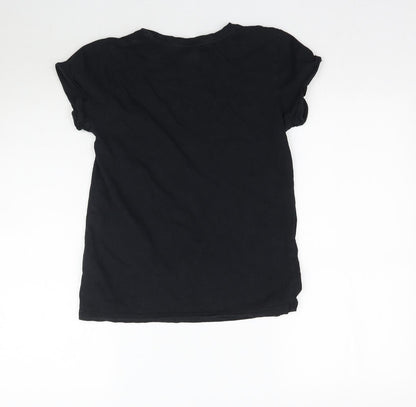 Womens UK Size XS Brave Soul Black Basic T-Shirt