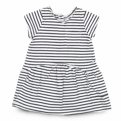 Front view of Next girls’ white striped a-line, size 6-9, months