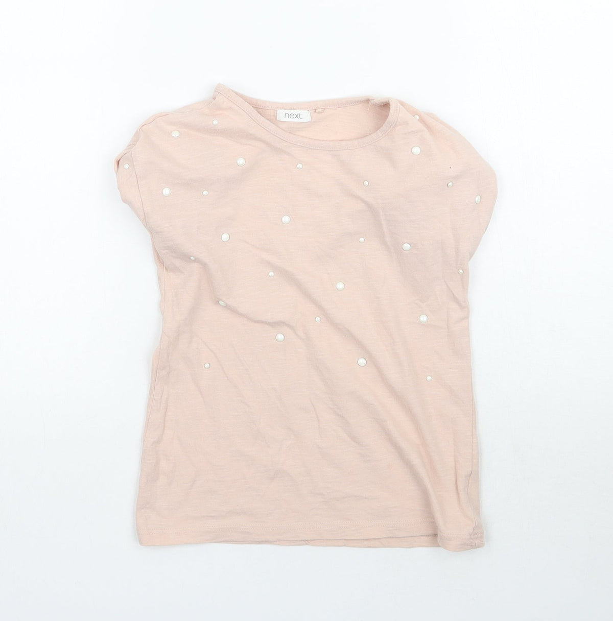 Additional front view of Next girls’ pink basic t-shirt, size 5, years