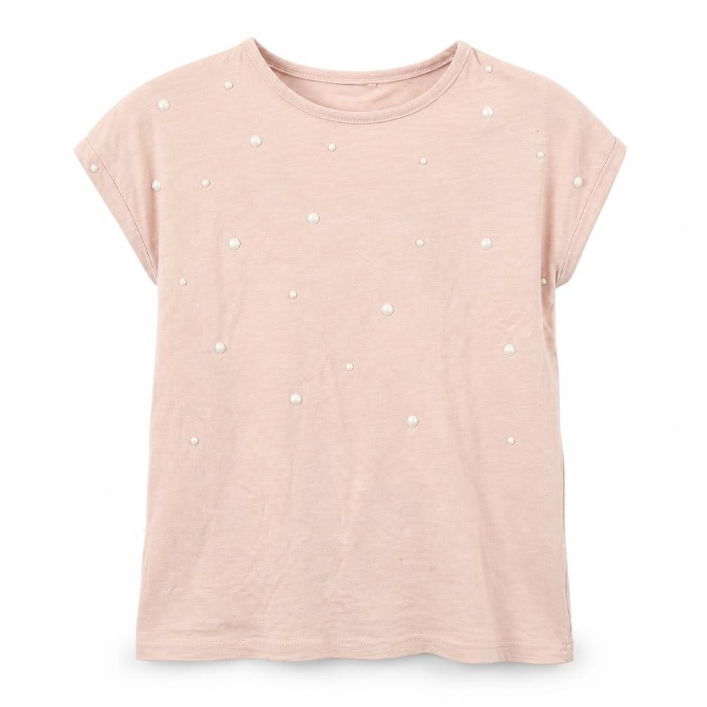 Front view of Next girls’ pink basic t-shirt, size 5, years