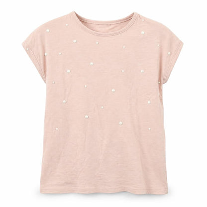 Front view of Next girls’ pink basic t-shirt, size 5, years