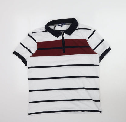 Premier Man Mens White Striped   Polo Size M