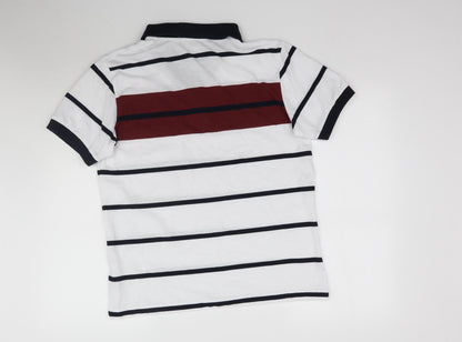 Premier Man Mens White Striped   Polo Size M
