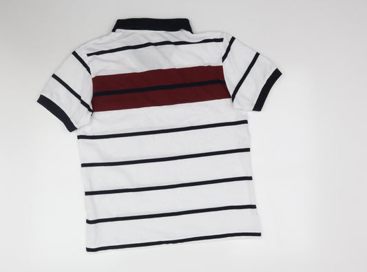 Premier Man Mens White Striped   Polo Size M