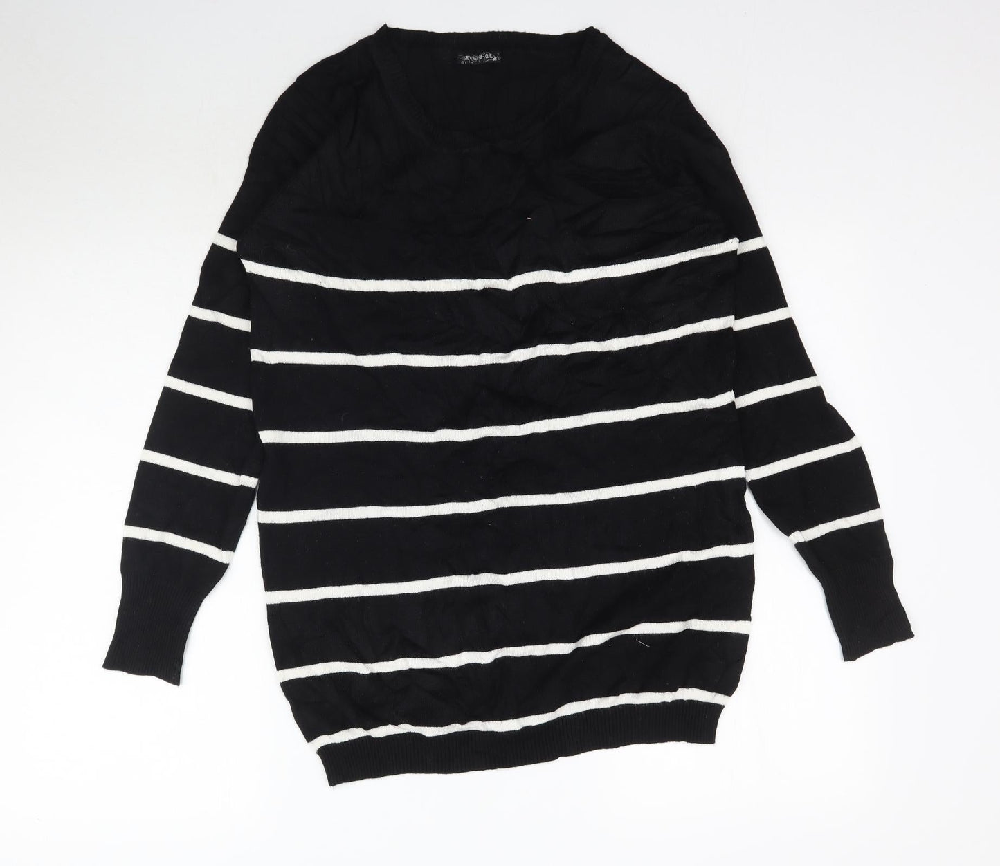 Sevenhill Womens Black Striped Knit Pullover Jumper Size XL