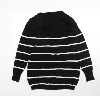 Sevenhill Womens Black Striped Knit Pullover Jumper Size XL