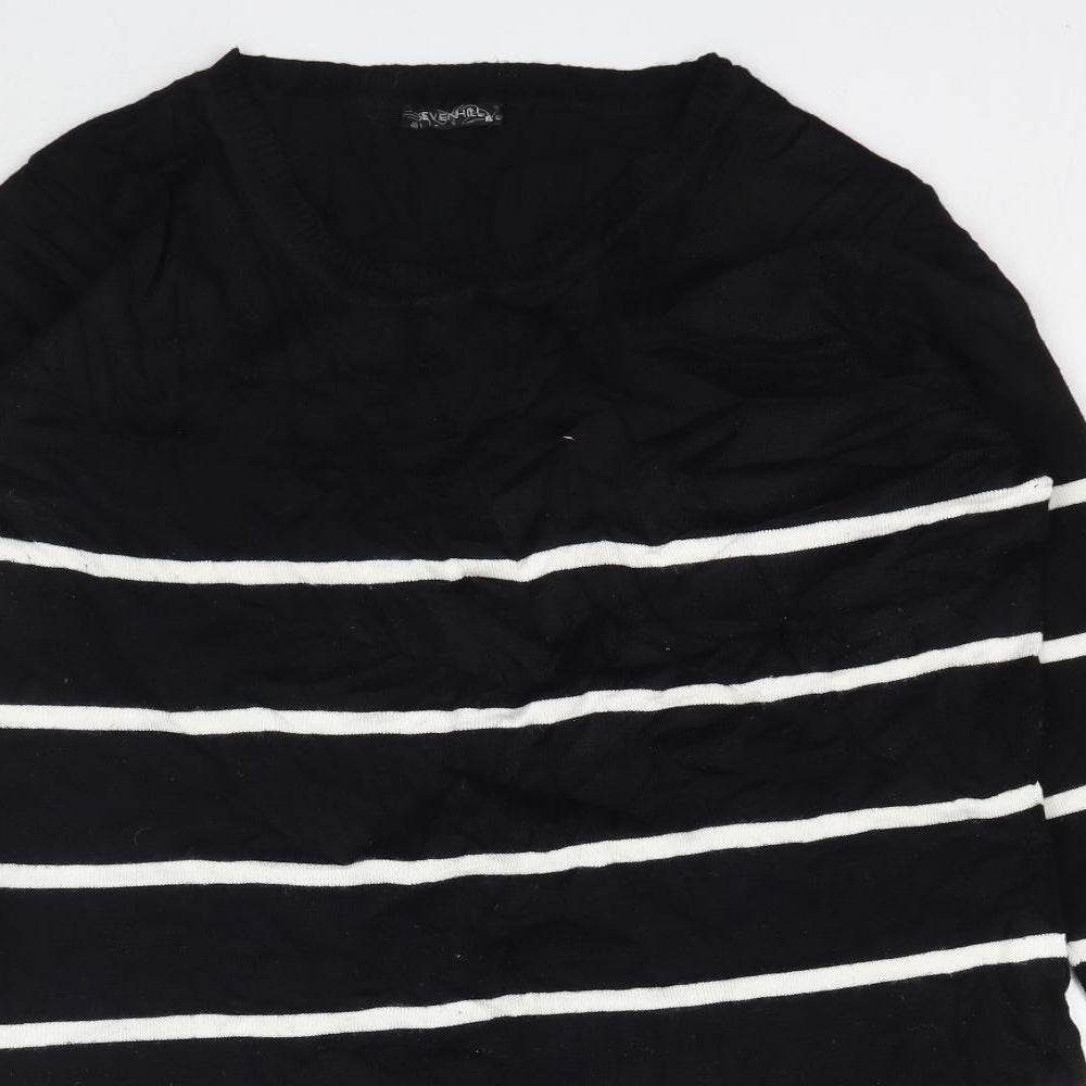 Sevenhill Womens Black Striped Knit Pullover Jumper Size XL