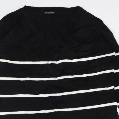 Sevenhill Womens Black Striped Knit Pullover Jumper Size XL
