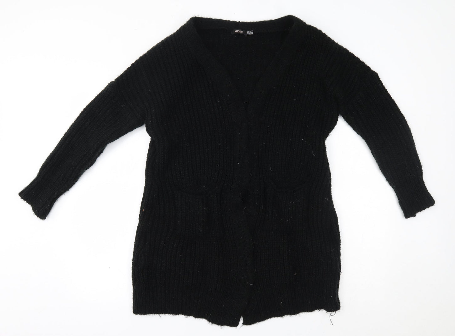 Womens UK Size 8 Misspap Black Cardigan Jumper