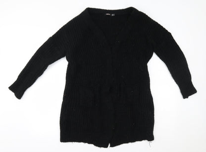 Womens UK Size 8 Misspap Black Cardigan Jumper
