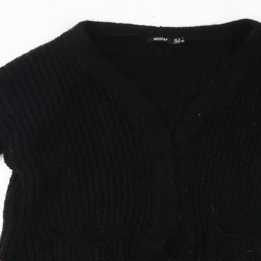 Womens UK Size 8 Misspap Black Cardigan Jumper