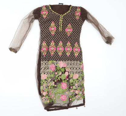 suli rang Womens Brown Floral  A-Line  Size 8