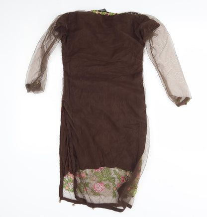 suli rang Womens Brown Floral  A-Line  Size 8