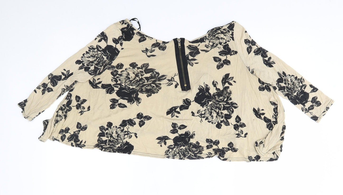 Womens UK Size 10 New Look Beige Basic Blouse