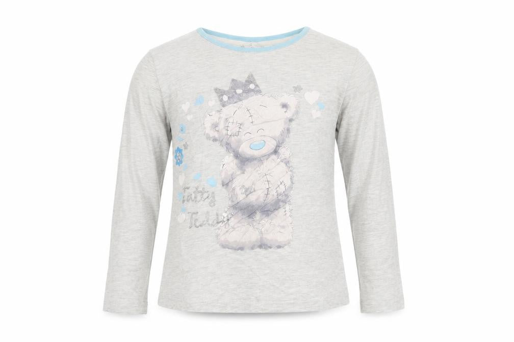 Front view of ME TO YOU girls’ grey top pyjama set, size 11-12, years