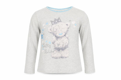 Front view of ME TO YOU girls’ grey top pyjama set, size 11-12, years