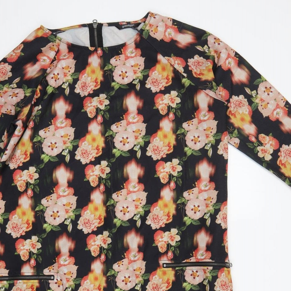 Golddigga Womens Multicoloured Floral  Pinafore/Dungaree Dress
